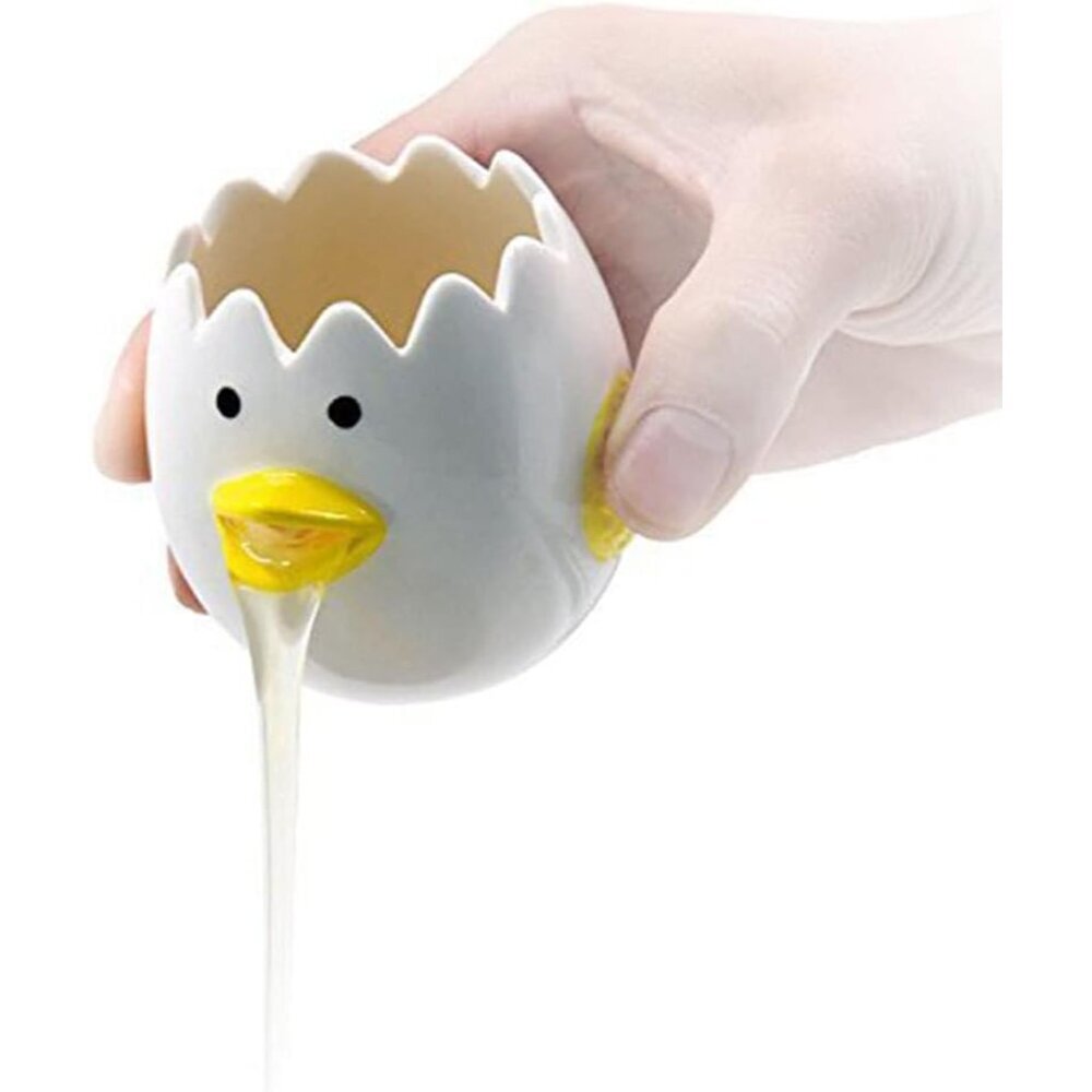 LuoCoCo Cute Egg Separator, Ceramics Vomiting Chicken Egg Yolk White Separator,